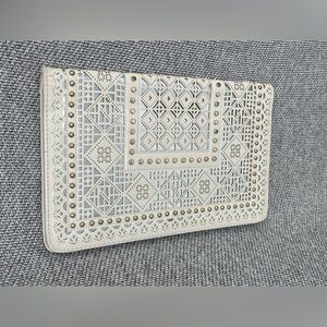 MMS Design Studio White Clutch with Intricate Cutouts